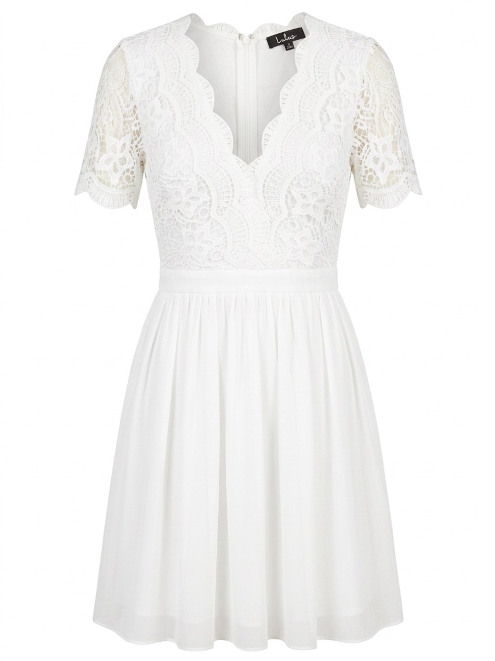 Lulu's White Lace V-Neck Mini Dress